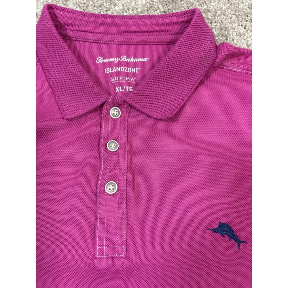 Tommy Bahama‎ Supima IslandZone Polo Shirt Mens XL Pink Blue Marlin Logo